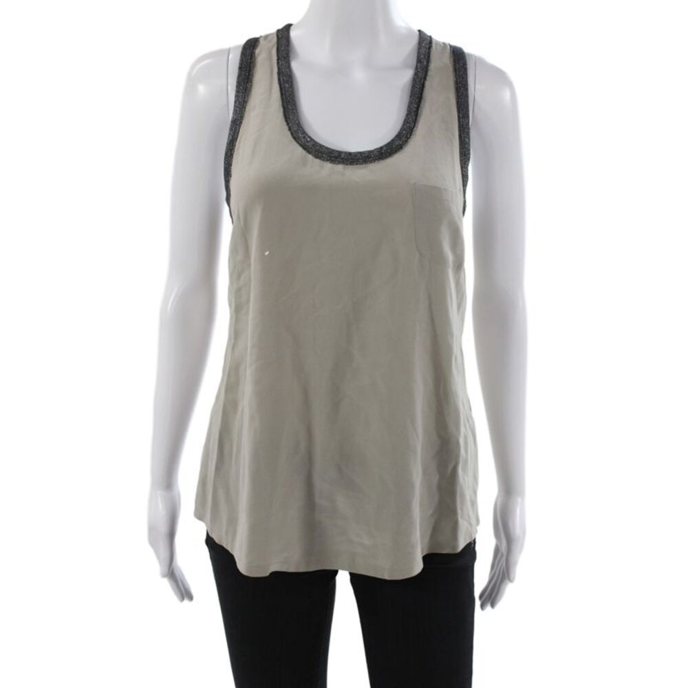 Joie Women Silk Camisole Scoop Neck Beige Sleeveless Summer Casual Size S